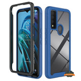 For TCL 20 XE Full Body Frame Armor Slim Hybrid Double Layer Hard PC + TPU Transparent Back Rugged Shockproof  Phone Case Cover