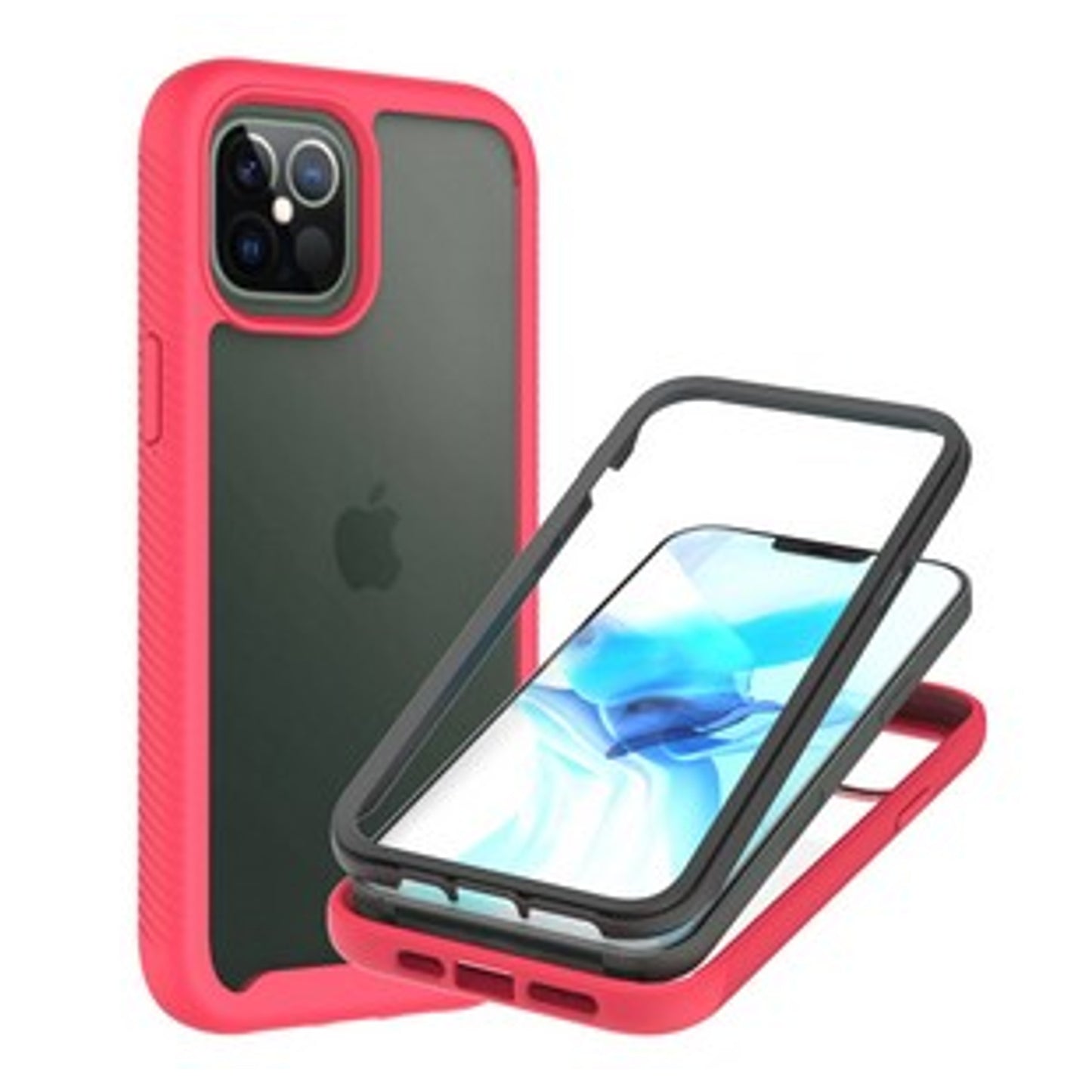 For TCL Stylus 5G Full Body Frame Armor Slim Hybrid Double Layer Hard PC + TPU Transparent Back Rugged Shockproof Clear / Pink Phone Case Cover