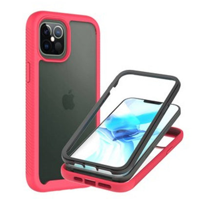 For TCL Stylus 5G Full Body Frame Armor Slim Hybrid Double Layer Hard PC + TPU Transparent Back Rugged Shockproof Clear / Pink Phone Case Cover