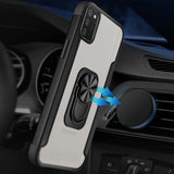 For Samsung Galaxy A02s Clear Military Grade Design Hybrid Protective with Ring Holder Kickstand [Magnetic Car Mount Feature]  Phone Case Cover