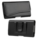 For Nokia C200 Universal Horizontal Leather Case Belt Clip Holster with Clip Loops Cell Phone Carrying Pouch [Magnetic Closure] [Black]