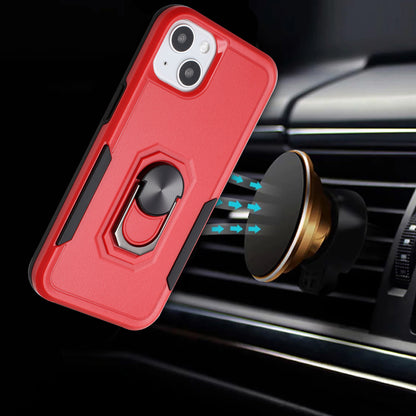 For Samsung Galaxy S21 Plus Hybrid Tough Strong Dual Layer Hard PC TPU with Flat Magnetic Ring Stand Heavy-Duty Armor Red Phone Case Cover