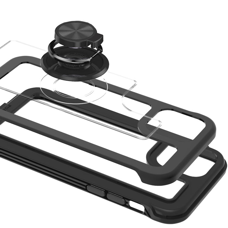 For Samsung Galaxy S22+ Plus Transparent Magnetic Ring Stand Hybrid with 360 Degree Rotation Kickstand Armor Bumper Defender  Phone Case Cover
