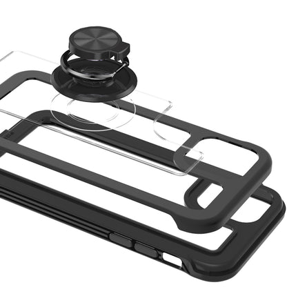 For Samsung Galaxy S22+ Plus Transparent Magnetic Ring Stand Hybrid with 360 Degree Rotation Kickstand Armor Bumper Defender  Phone Case Cover
