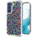 For Samsung Galaxy S22 /Plus Ultra Colorful Glitter Bling Sparkle Epoxy Glittering Shining Hybrid Hard PC Silicone Shockproof  Phone Case Cover