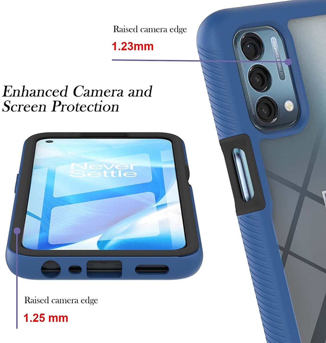 For Samsung Galaxy A23 5G Full Body Armor Slim Hybrid Double Layer Hard PC + TPU Transparent Back Rugged Shockproof Clear / Blue Phone Case Cover