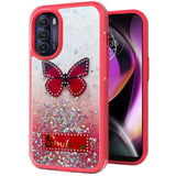 For Motorola Moto G Stylus 5G 2022 Butterfly Smile Glitter Bling Sparkle Epoxy Glittering Shining Hybrid Hard PC TPU  Phone Case Cover