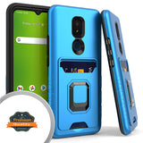 For Cricket Icon 3 Wallet Credit Card Slot Holder with Metal Ring Kickstand Heavy Duty Shockproof Hybrid Dual Layer Magnetic Stand  Phone Case Cover