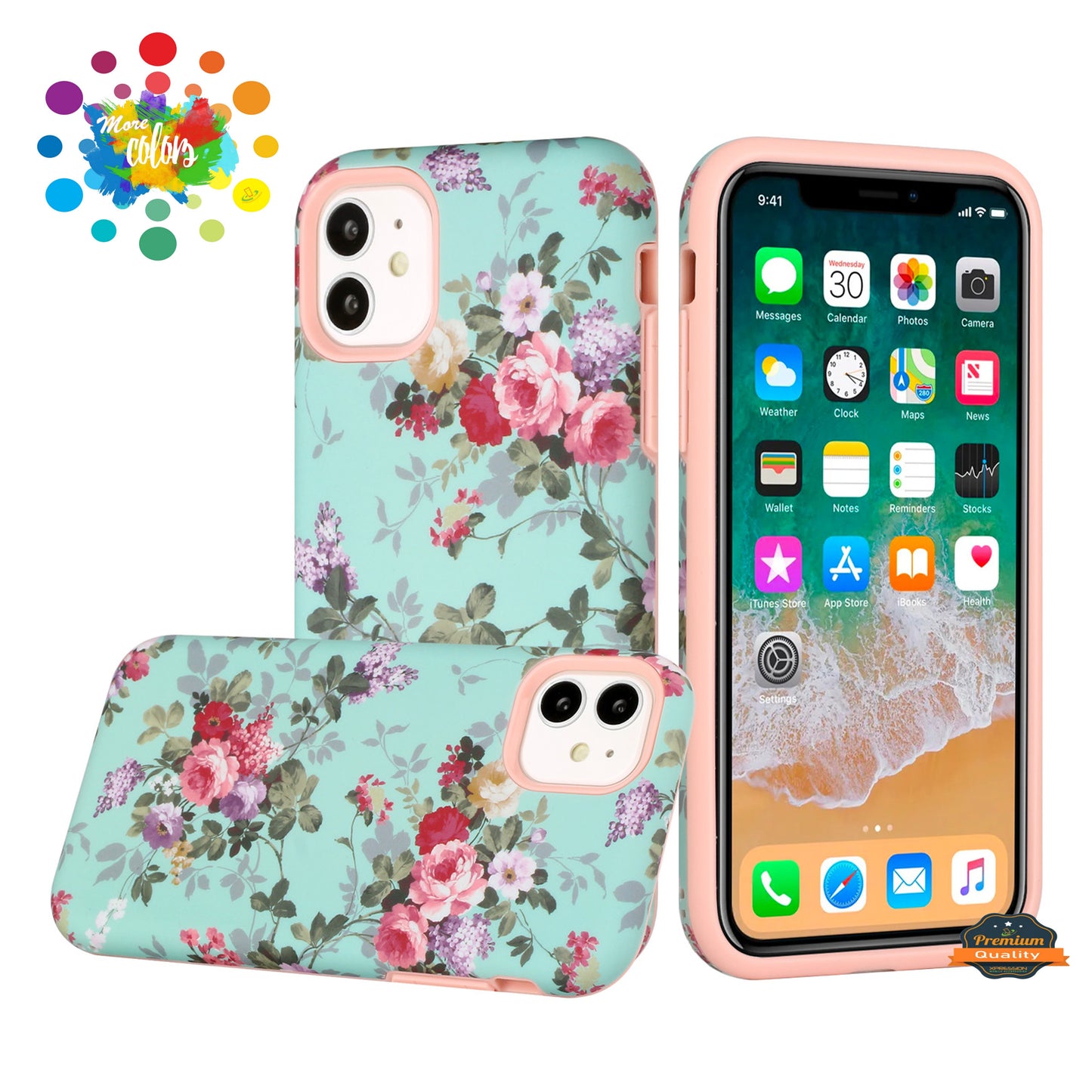 For Apple iPhone 14 Plus 6.7" Bliss Floral Stylish Design Hybrid Rubber TPU Hard PC Shockproof Armor Slim Fit  Phone Case Cover