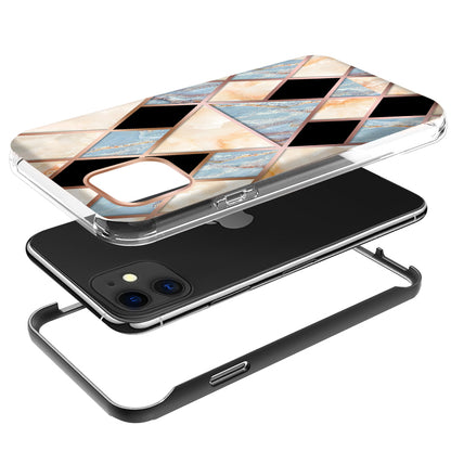 For Apple iPhone 14 Pro (6.1") Dual Layer Hybrid Shockproof Fashion Design IMD Electroplating 2in1 Hard Frame  Phone Case Cover