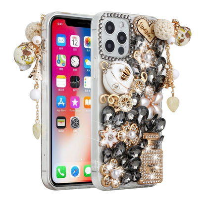 For Apple iPhone 13 (6.1") Bling Clear Crystal 3D Full Diamonds Luxury Sparkle Rhinestone Hybrid Protective  Phone Case Cover