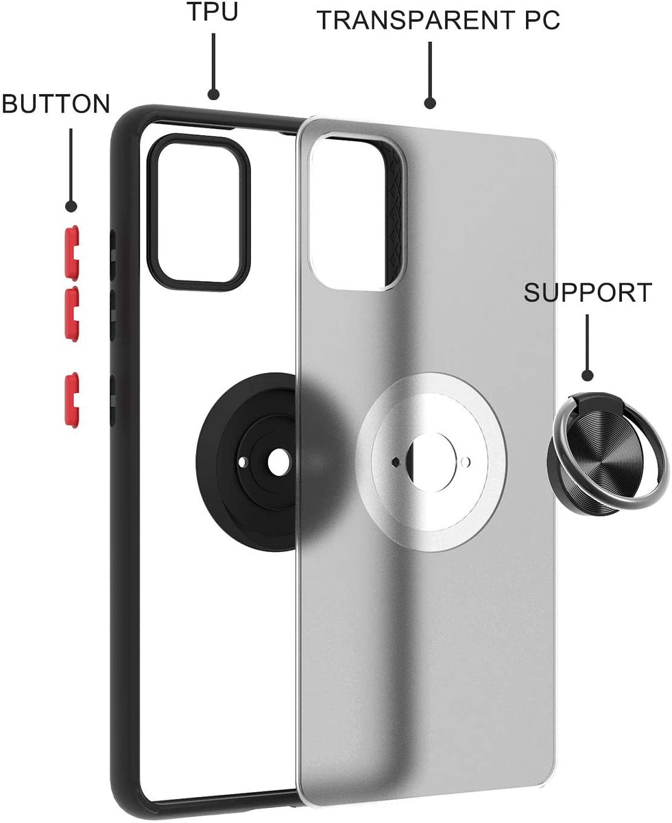 For Apple iPhone 14 /Pro Max Finger Ring Stand Holder Kickstand Hybrid Frosted Frame Shock-Absorption  Phone Case Cover