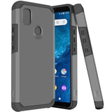 For Cricket Icon 4 Ultra Slim Shock Absorption 2in1 Tuff Hybrid Dual Layer Hard PC TPU Rubber Frame Armor Defender Gray Phone Case Cover