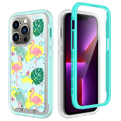 For Apple iPhone 14 Pro (6.1") Stylish Design 2in1 Hybrid Dual Layer Hard PC Rubber TPU Shockproof Front Frame  Phone Case Cover