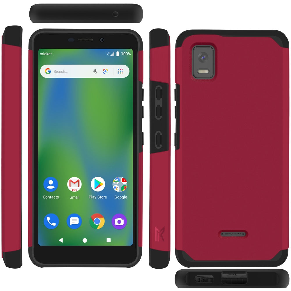 For Cricket Debut Smart Slim Shock Absorption 2in1 Tough Hybrid Dual Layer Hard PC TPU Rubber Frame Armor Defender  Phone Case Cover