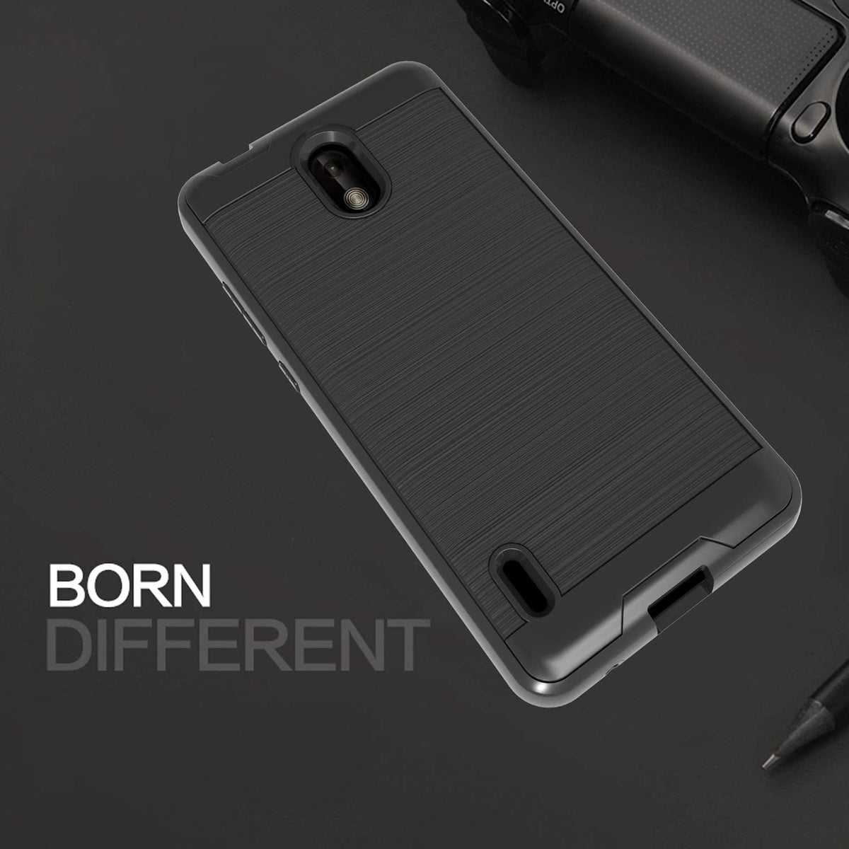For Motorola Moto G Pure Rugged TPU Hard PC Brushed Metal Texture Hybrid Dual Layer Defender Armor Shock Absorbing  Phone Case Cover