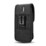 Universal Vertical Pouch Nylon Case with Belt Clip Holster and Belt Loop for Large Size Cell phone Fit Most Apple iPhone Samsung Galaxy LG Moto Cricket Universal Nylon [Large - Black]