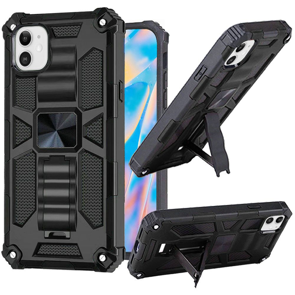 For Apple iPhone 14 Plus (6.7") Heavy Duty Stand Hybrid Shockproof Rugged with Built-in Kickstand Fit Magnetic Car Mount  Phone Case Cover