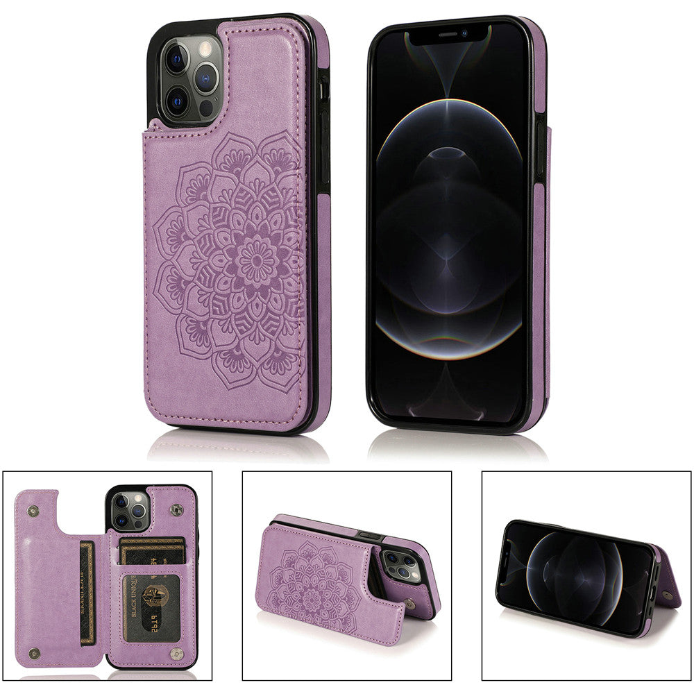 For Apple iPhone 14 Pro (6.1") Luxury Wallet PU Leather [Two Magnetic Clasp] [Card Slots] Stand Back Storage Flip  Phone Case Cover