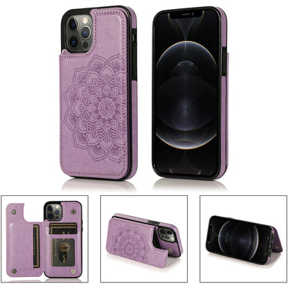 For Apple iPhone 14 Pro (6.1") Luxury Wallet PU Leather [Two Magnetic Clasp] [Card Slots] Stand Back Storage Flip  Phone Case Cover