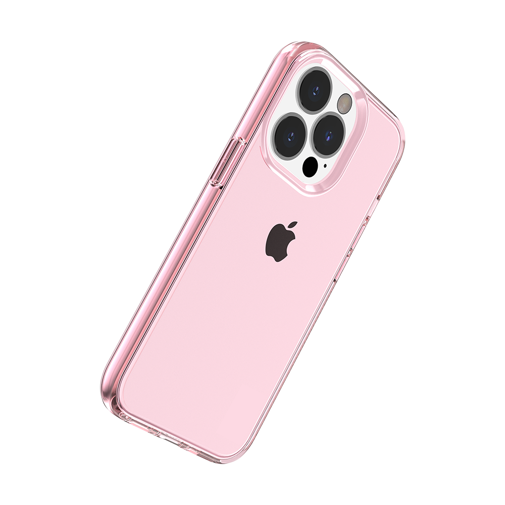 For Apple iPhone 14 Pro Max (6.7") Transparent Shock Absorption Thick TPU Rubber Gel Ultra Thick 3mm Hybrid Protective Pink Phone Case Cover