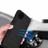 For Samsung Galaxy A22 5G Hybrid Dual Layer Slim Defender Armor Tuff Metallic Brush Texture Finishing Shockproof Hard TPU Rubber  Phone Case Cover