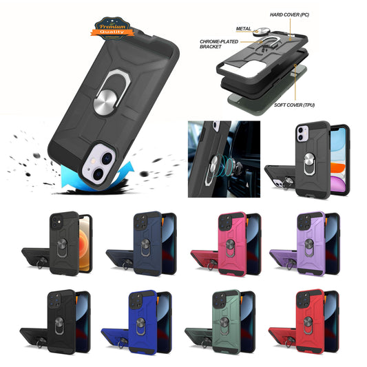 For Boost Mobile Celero 5G Hybrid Ring Stand [360° Rotatable Ring Holder Magnetic Kickstand] Armor Shockproof Rubber TPU Hard  Phone Case Cover