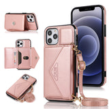 For Apple iPhone 13 Pro Max (6.7") Wallet Case Credit Card ID Holder Lanyard Detachable Neck Strap Flip Slim PU Leather  Phone Case Cover