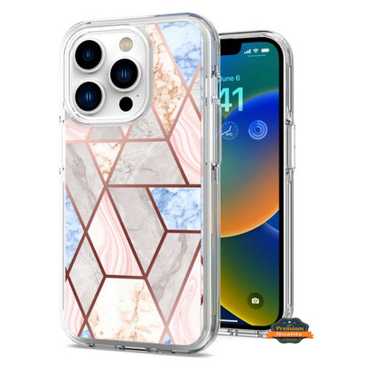 For Apple iPhone 14 Plus (6.7") Stylish Hybrid Fashion Marble Trendy Design Hard Back PC Shockproof TPU Protective  Phone Case Cover