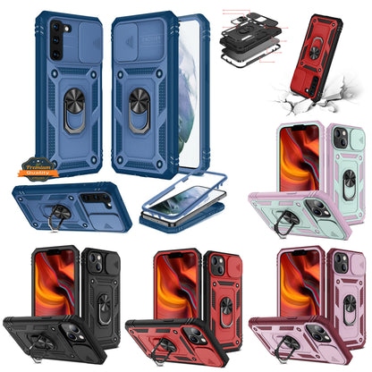 For Apple iPhone 14 Pro Max (6.7") Hybrid Built-in 360° Rotate Magnetic Ring Stand with Camera Protection Heavy Duty  Phone Case Cover