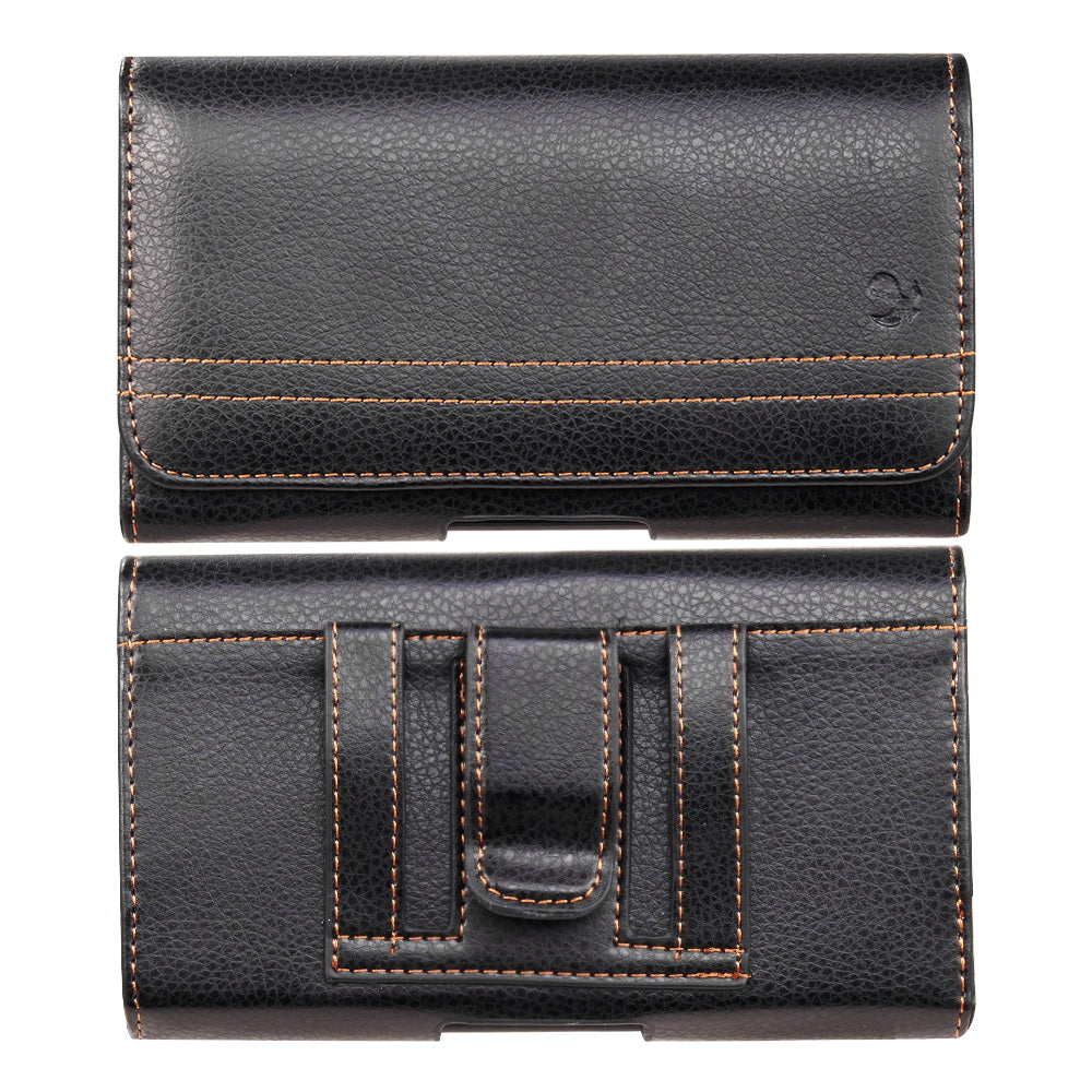For Nokia C200 Universal Horizontal PU Leather Phone Holster Case with Belt Holder Clip / Loops Pouch Sleeve Carrying Cover [Black]