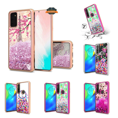 For Apple iPhone 13 (6.1") Waterfall Quicksand Flowing Liquid Glitter Water Design Electroplating Bling TPU Hybrid Frame Protective  Phone Case Cover