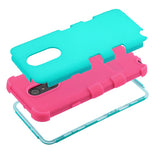 For LG Stylo 4 / Stylo 4 Plus Hybrid Three Layer Hard PC Shockproof Heavy Duty TPU Rubber Anti-Drop Teal Green Pink Phone Case Cover