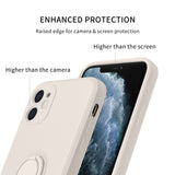 For Apple iPhone 13 /Pro Max Hybrid Liquid Silicone with Ring Stand Holder Stand Strap Microfiber Liner Shock Absorption Gel Rubber Protection  Phone Case Cover
