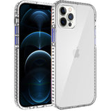 For Apple iPhone 13 (6.1") Crystal Transparent Rugged Shockproof Hybrid PC+TPU Colorful Buttons Military Grade Protection Back  Phone Case Cover