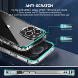 For Apple iPhone 11 (6.1") Hybrid HD Crystal Clear Hard PC Back Gummy TPU Frame Slim with Chromed Buttons Transparent Phone Case Cover