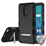 For LG Stylo 4 / Stylo 4 Plus Hybrid 3 Layer Hard PC Shockproof with Kickstand Heavy Duty TPU Rubber Anti-Drop Black Phone Case Cover