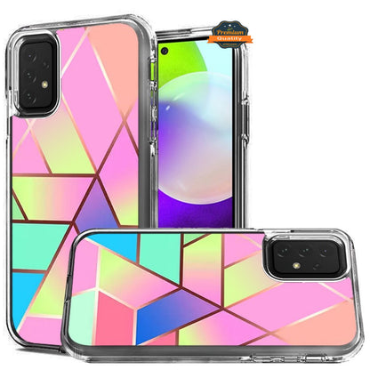 For Cricket Dream 5G Fashion IMD Design Plastic Hard Back Shock-Absorption PC with Rubber Soft TPU Bumper Protective Pink White Phone Case Cover