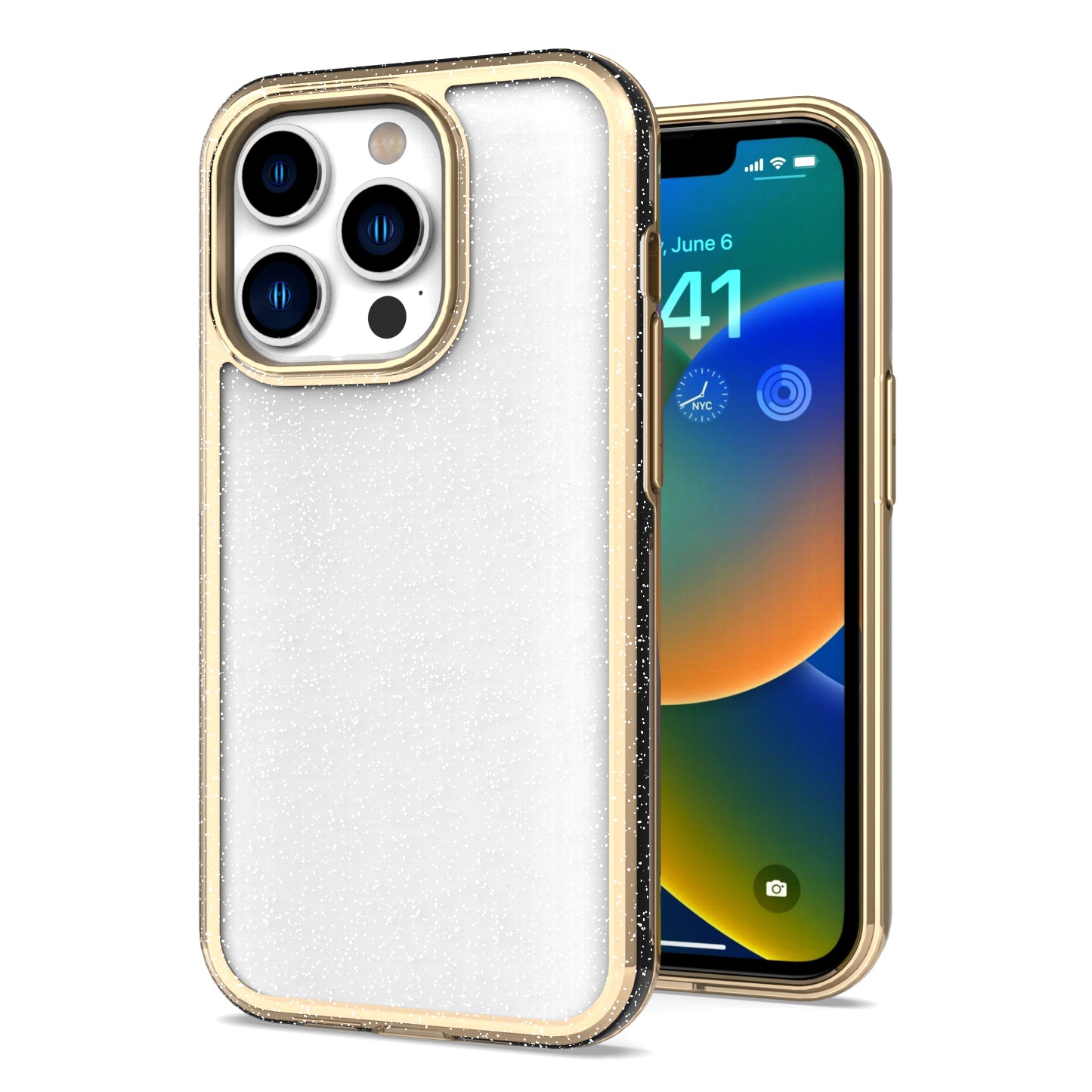 For Samsung Galaxy S22 Ultra Electroplated Gold Frame Glitter Bling Transparent Hybrid Hard PC + TPU Rubber Shockproof  Phone Case Cover