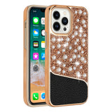 For Apple iPhone 13 Pro Max (6.7") Bling Pearl Diamonds Design Glitter Hybrid Hard TPU Shiny Protective Rubber Frame  Phone Case Cover