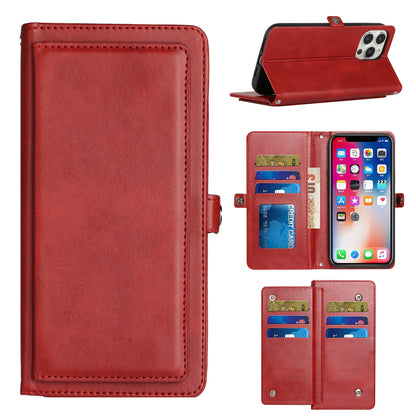 For Apple iPhone 13 Pro Max Ultra Luxury 9 ID Cash Credit Card Slots Holder Carrying Pouch Folio Flip PU Leather Kickstand  Phone Case Cover