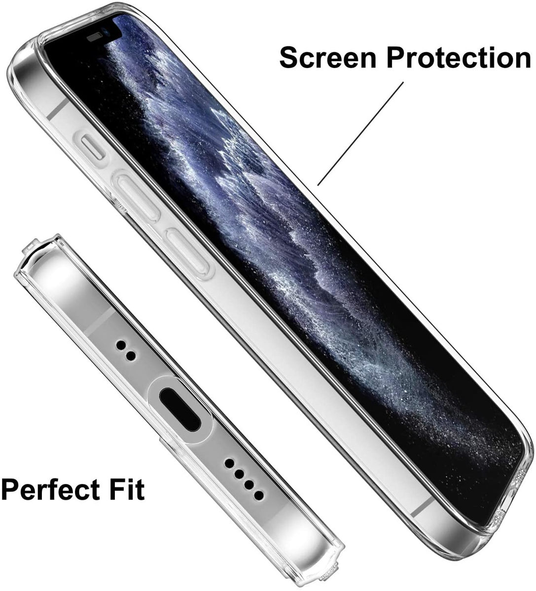 For Apple iPhone 13 Pro Max 6.7" Transparent Designed Slim Thick Hybrid Hard PC Back and TPU Frame Bumper Protective Clear / Blue Phone Case Cover