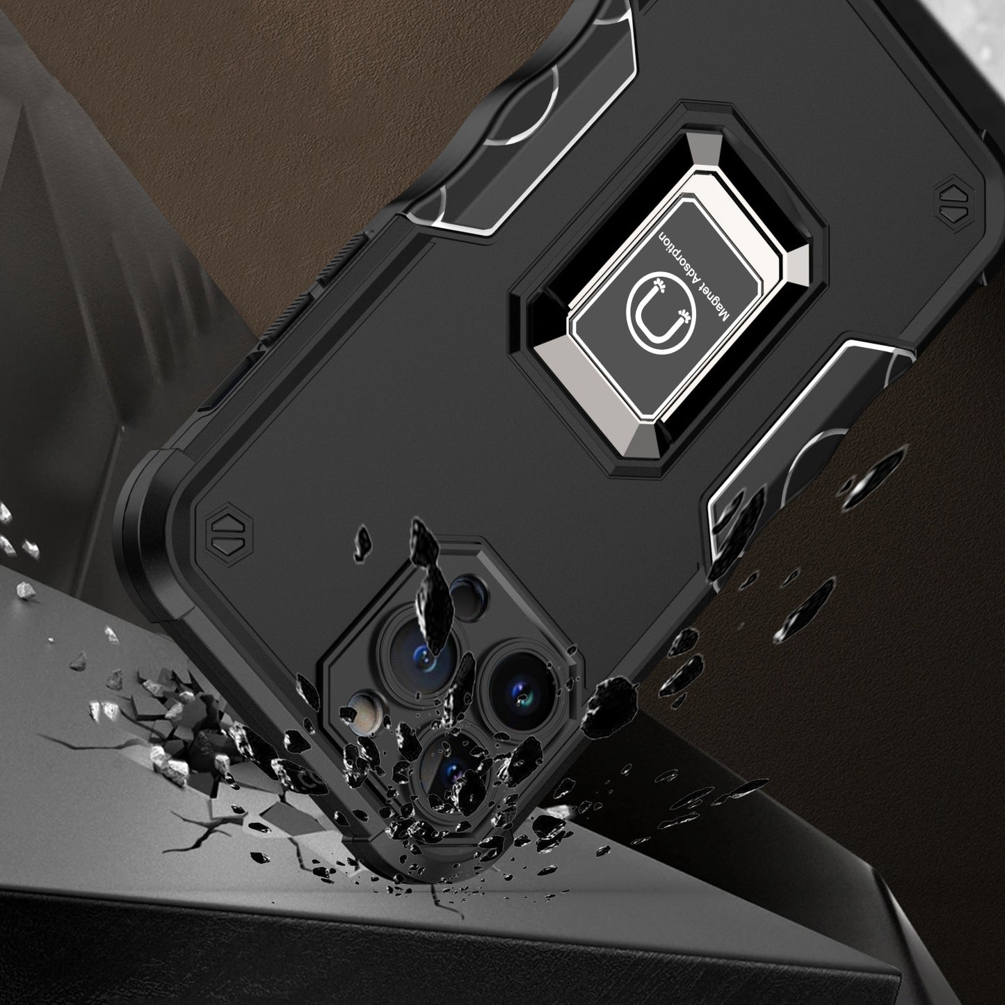For Apple iPhone 13 Pro Max Hybrid Cases with Magnetic Ring Holder Stand Kickstand Heavy Duty Rugged Silicone Shockproof  Phone Case Cover