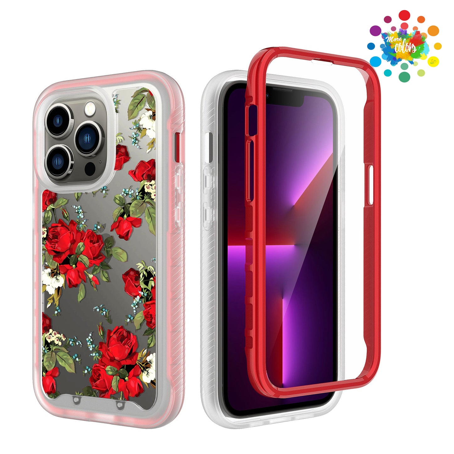 For Apple iPhone 14 Pro Max /6.7" Stylish Design 2in1 Hybrid Armor Hard Rubber Shockproof Front Frame Bumper  Phone Case Cover