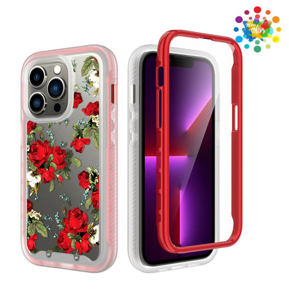 For Apple iPhone 14 (6.1") Stylish Design 2in1 Hybrid Dual Layer Armor Hard PC Rubber TPU Shockproof Front Frame  Phone Case Cover