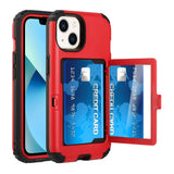 For Apple iPhone 13 /Pro Max Wallet Design with Credit Card Holder and Hidden Back Mirror Stand Heavy Duty Hybrid Shockproof Armor  Phone Case Cover