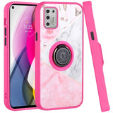 For Samsung Galaxy A13 4G 2022 Marble Design with Magnetic Ring Kickstand Holder Hybrid TPU Hard PC Shockproof Armor Elegant Pink Phone Case Cover