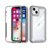 For Apple iPhone 13 Pro Max (6.7") Hybrid 3 in 1 Transparent Shockproof Full Body Frame Bumper Rugged Hard PC TPU Rubber Protective Heavy Duty  Phone Case Cover