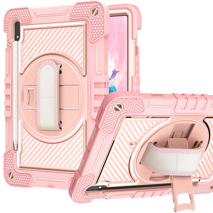 For Apple iPad 10th Gen 2022 Hybrid 3in1 Multi-Functional Tablet Case with Hand, Shoulder Strap, Pencil & Stand Holder Rose Gold Phone Case Cover