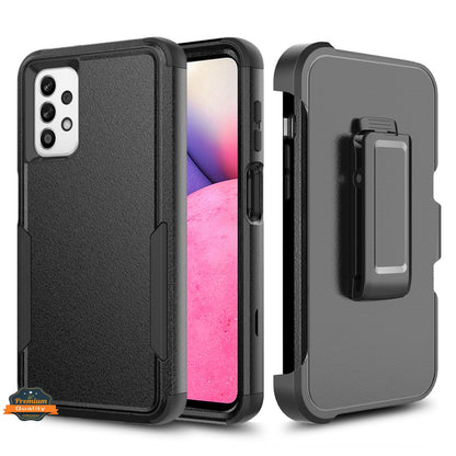 For Apple iPhone 14 Pro (6.1") Heavy Duty Rugged Shockproof Body Protection Hybrid Kickstand with Swivel Belt Clip Holster Black Phone Case Cover
